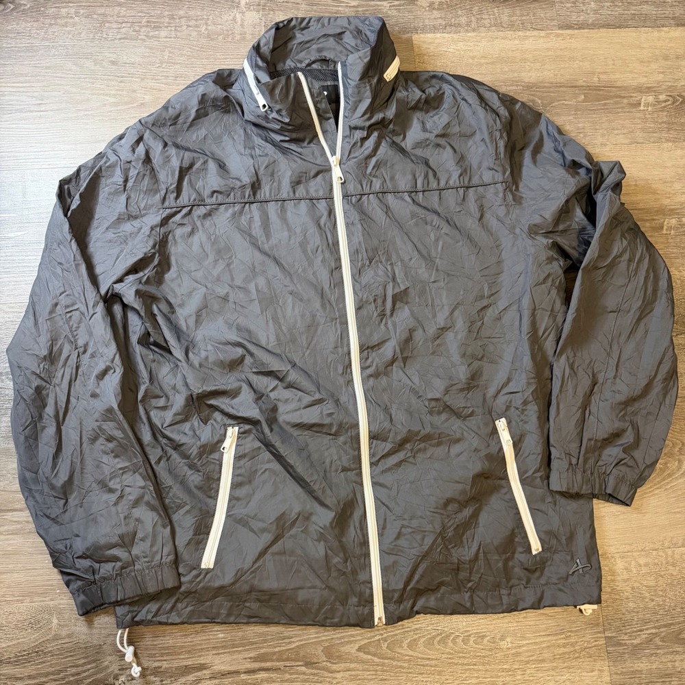 Athletech Mens Large Gray Full Zip Mesh Lined Windbreaker Jacket